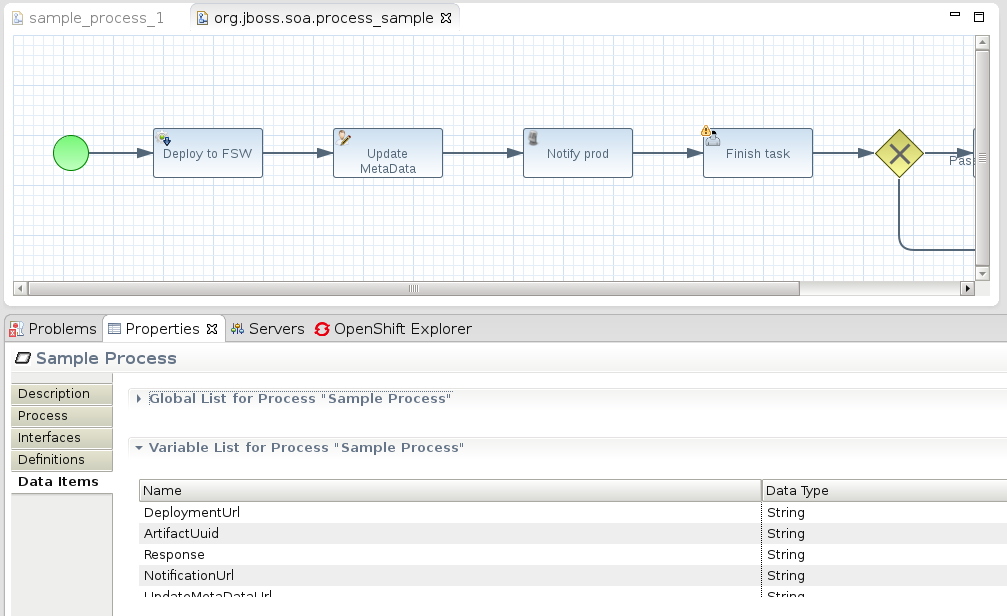 Show the Workflow Data Items.