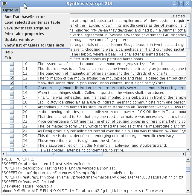 Synthesis script GUI screenshot