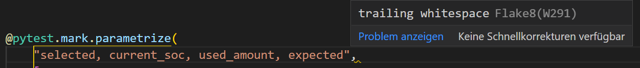 VSCode inline Fehler Flake8