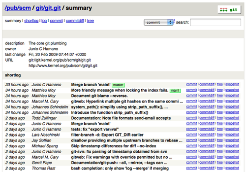 Figure 4-1. L'interface web de visualisation GitWeb